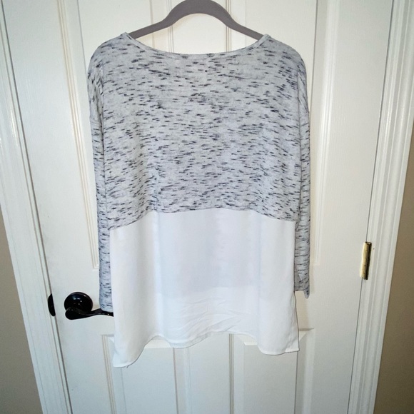 LOFT Mixed Media Space-dye Gray Top - Picture 7 of 9